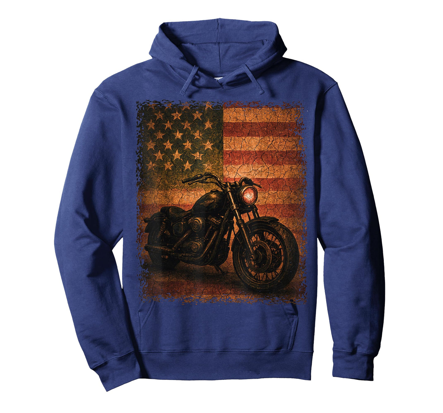 Patriotic Vintage Biker Motorcycle American Flag Distressed T-Shirt