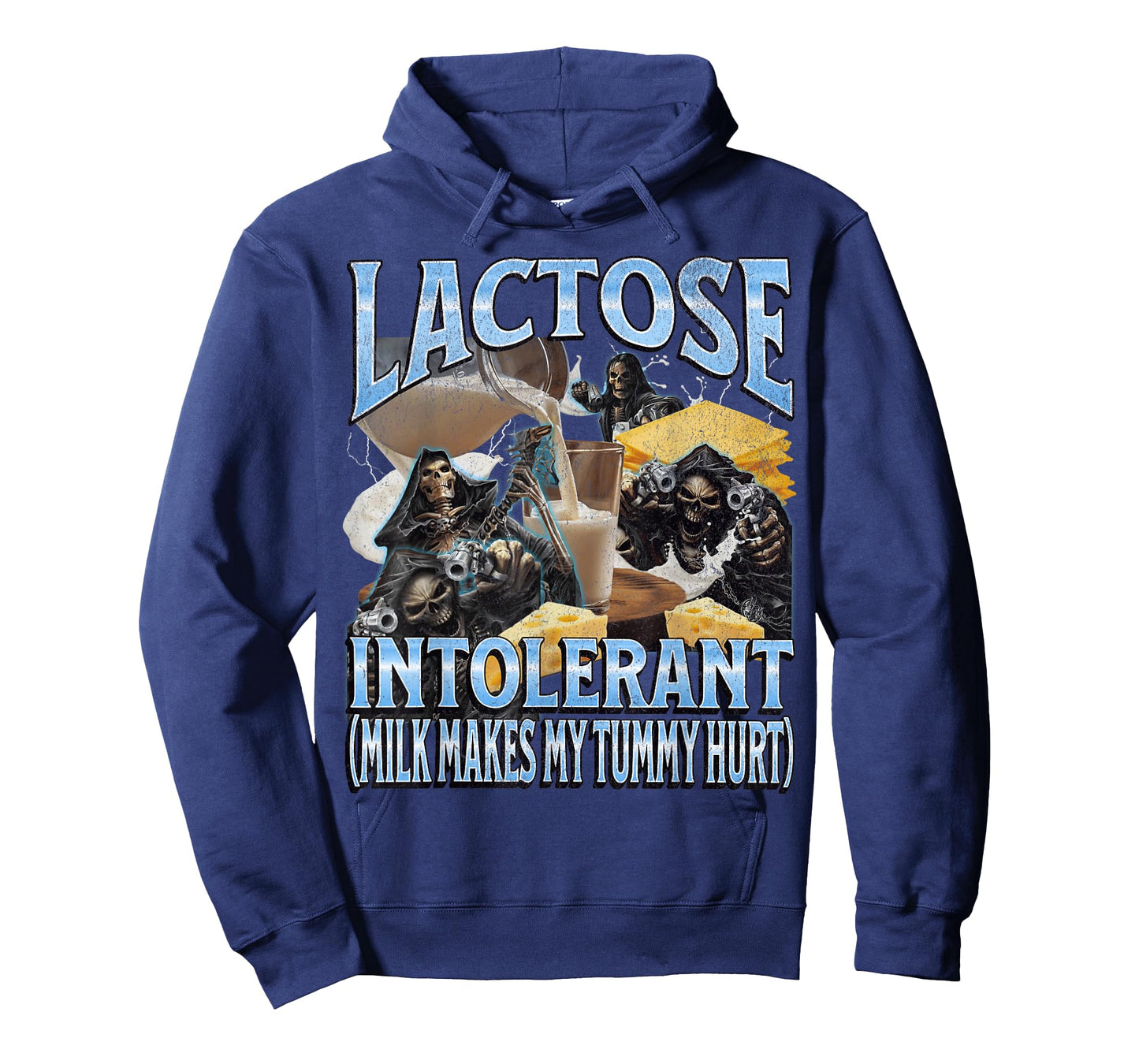 Lactose Intolerant Funny Hard Skeleton Meme Bootleg Graphic T-Shirt