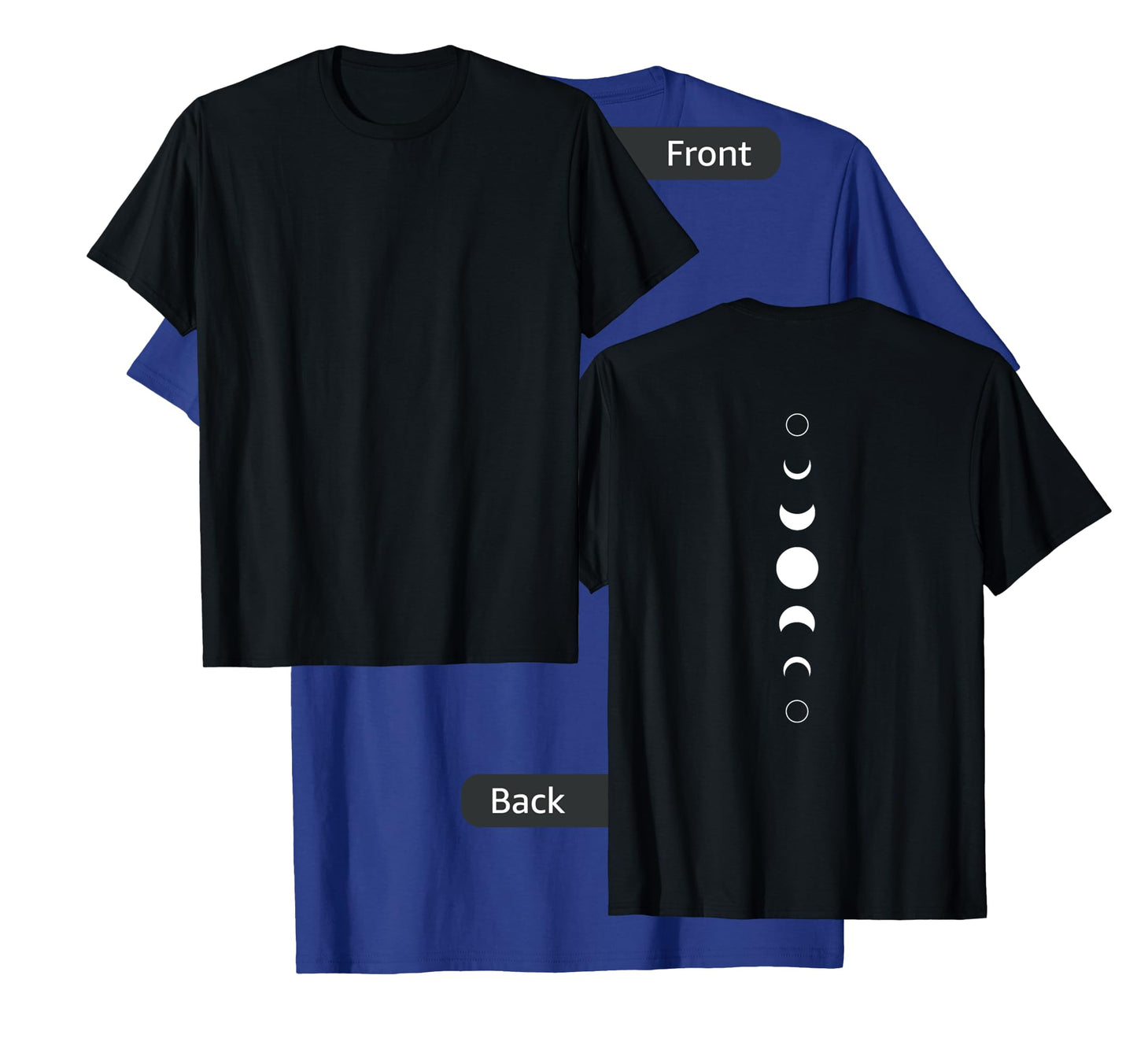 Celestial Moon Phase Back Print Vertical Lunar Astronomy T-Shirt