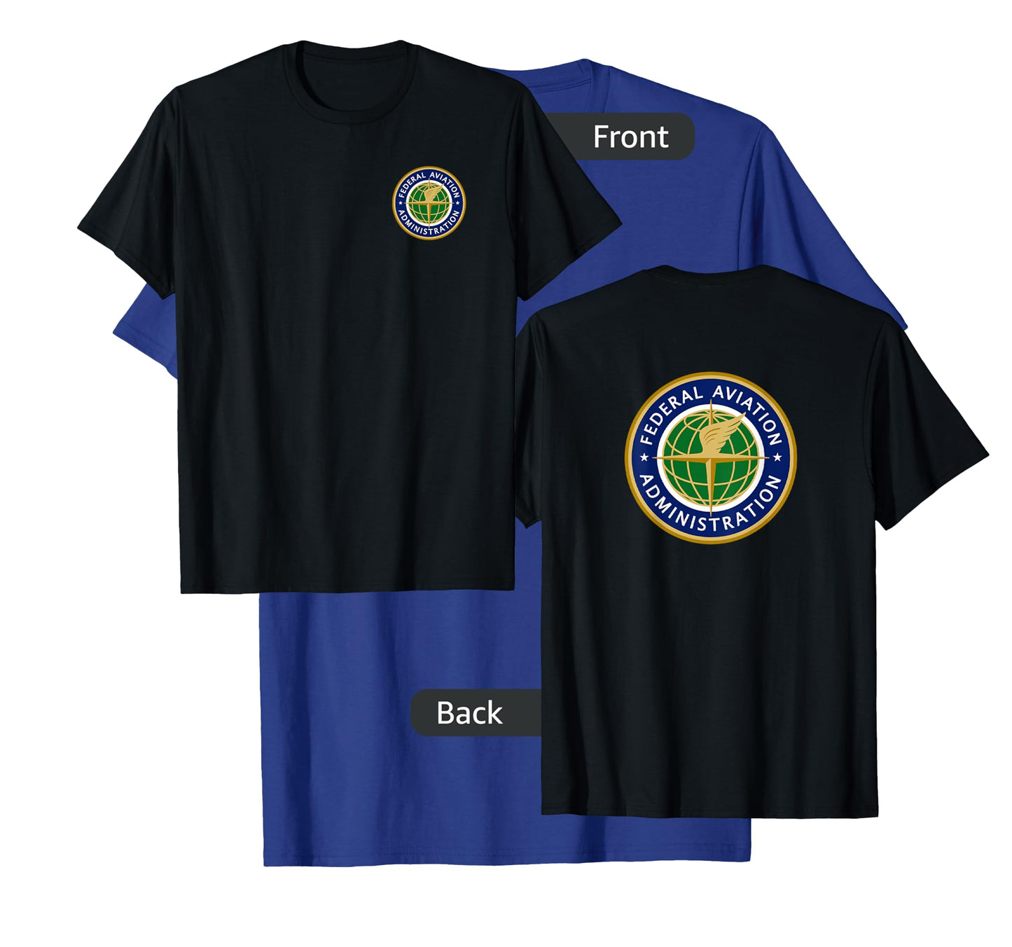 Federal FAA Shirts & Gifts Retired US FAA T-Shirt - Men's Aviation Theme Black Short Sleeve T-Shirt - Small