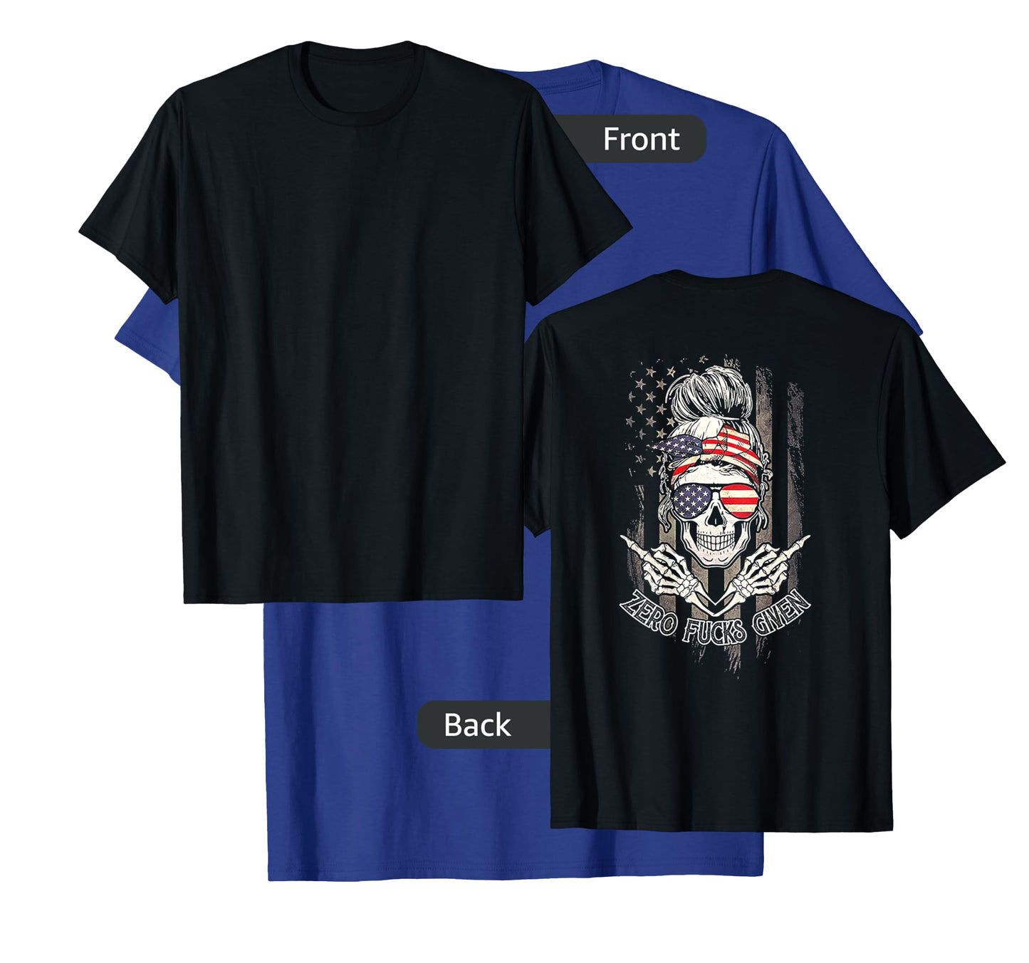 Zero Fucks Given Skull Women Flag T-Shirt