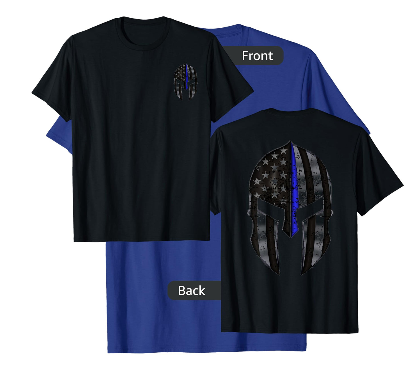 Spartan Mask American Flag Wit Thin Blue Line T-Shirt for Women Kids Men