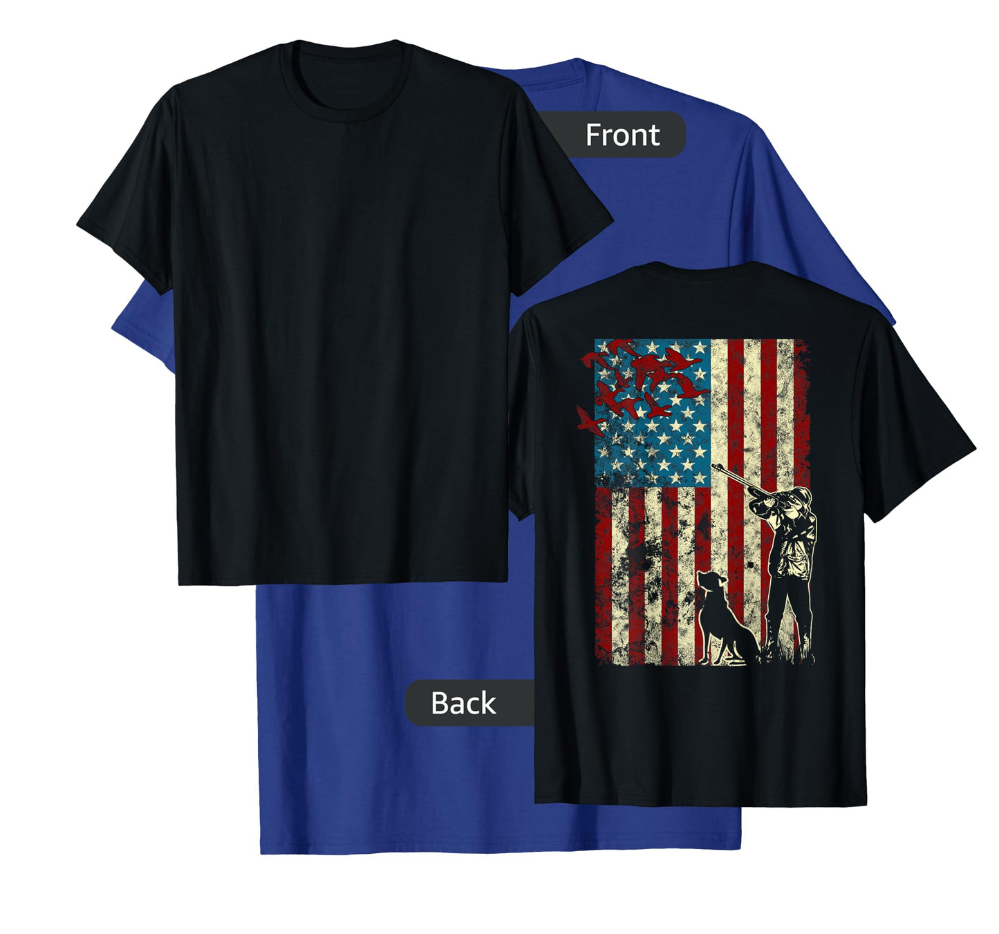 Duck Hunting Distressed Patriotic American Flag gift Hunters T-Shirt