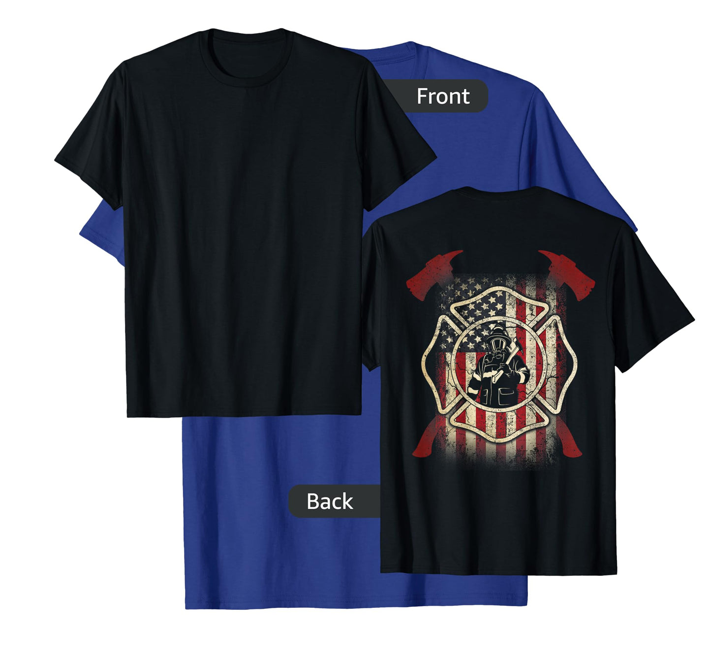 Patriotic Firefighter USA Flag Axe American Flag Fireman T-Shirt