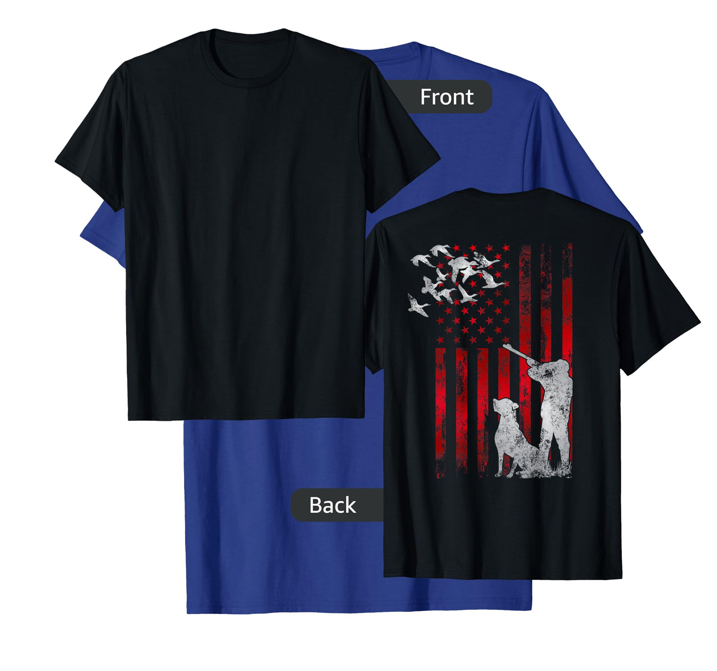 Hunters Distressed Patriotic American USA Flag Duck Hunting T-Shirt