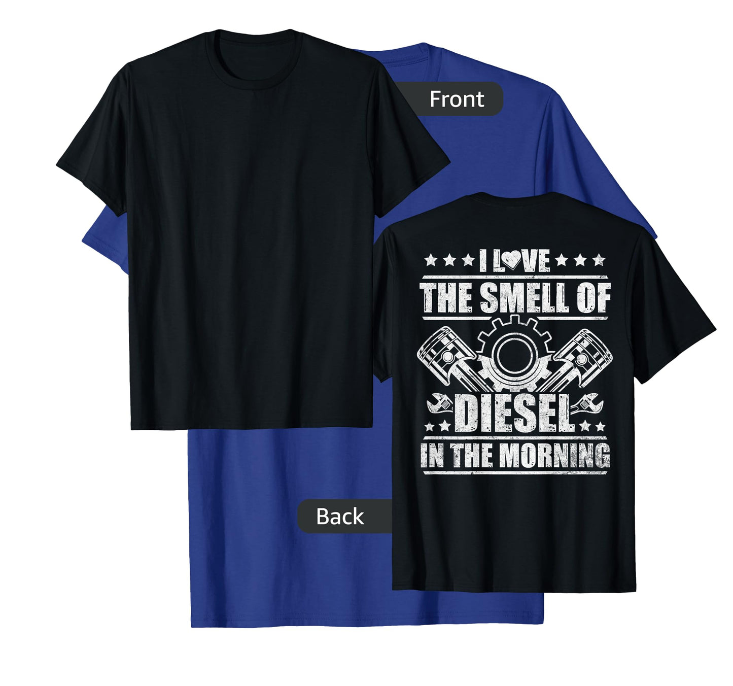 Truck Driver Novelty Diesel Flue Trucker Design On Back T-Shirt