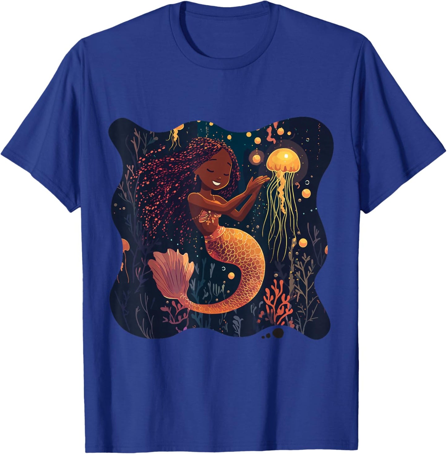 Black Mermaid Braids Girls Kids Toddler Women Birthday Gift T-Shirt - T-Shirt | Royal