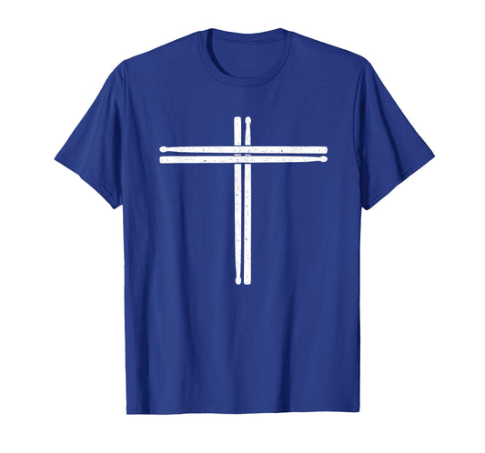 Drummer Percussion Drum sticks T shirt Christian Cross Tee