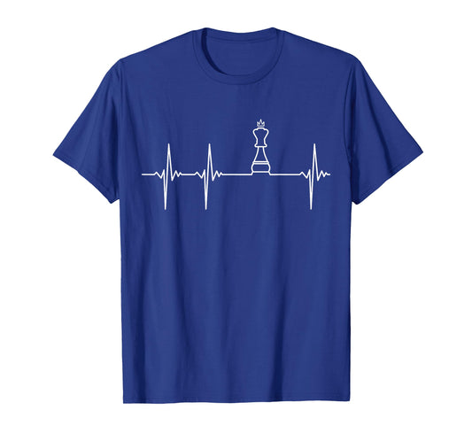 Chess T-Shirt - Heartbeat King Piece - Chess Players Lovers