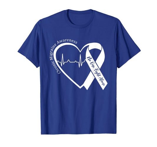 Chronic Migraine Awareness Month Heart Purple Ribbon Support T-Shirt