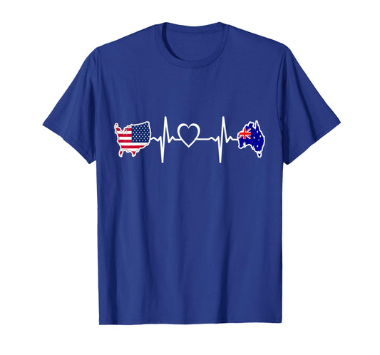 Australia American USA Flag - USA Australian Heartbeat T-Shirt
