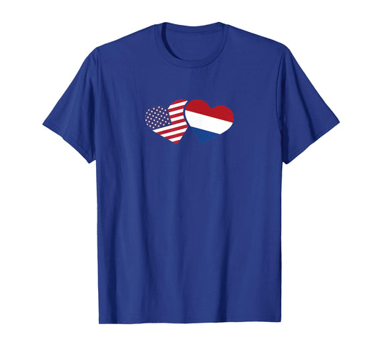 Netherlands USA Flag T Shirt Heart Dutch American Love T-Shirt for Women