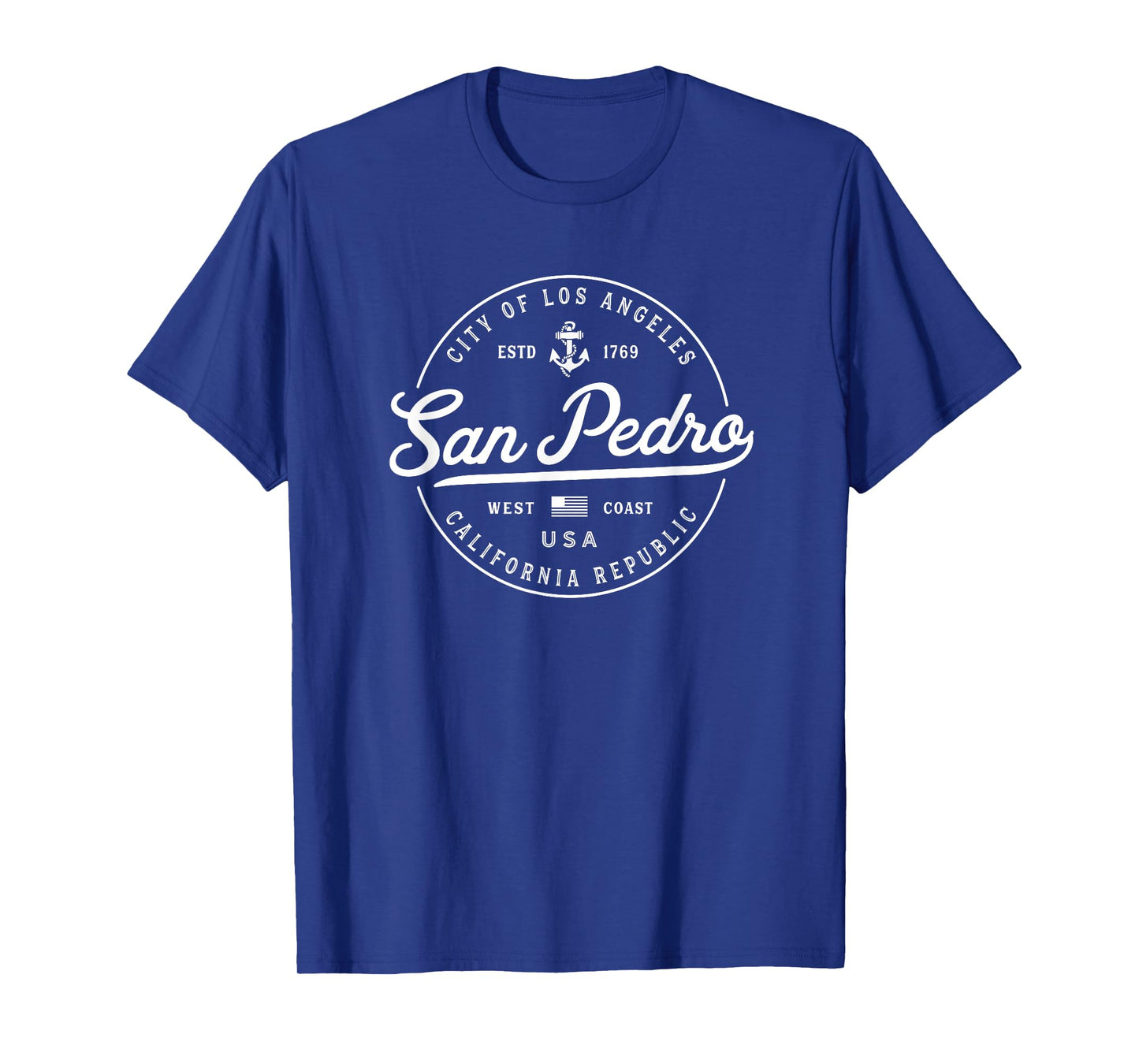 San Pedro California Souvenirs & Gifts Nautical Anchor T-Shirt, Unisex-Youth, Black, Small, Short Sleeve