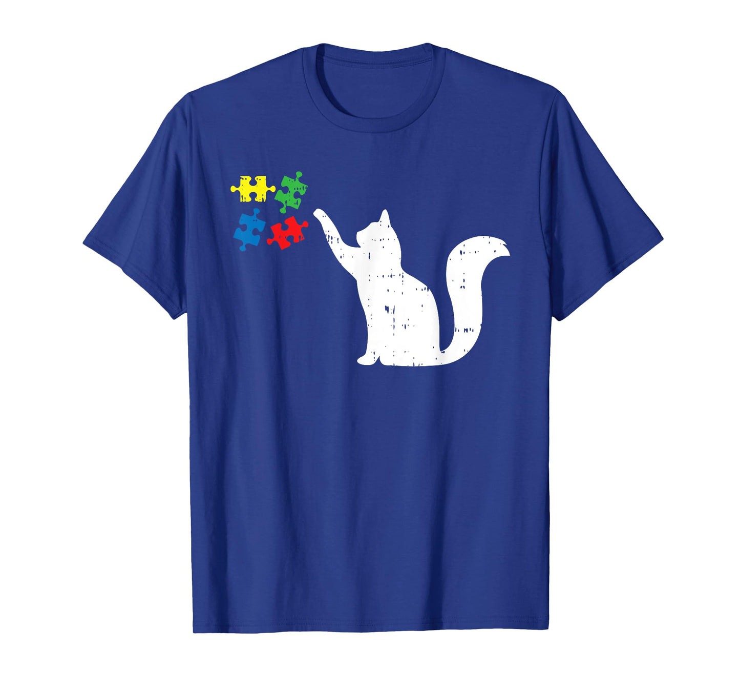 Cat Playing Puzzle Autism Awareness Kitten Autistic Warrior T-Shirt for Men Women Girls Kids