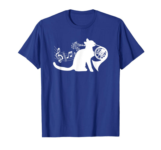 Cool Cat Playing French Horn Musician Orchestra Music T-Shirt