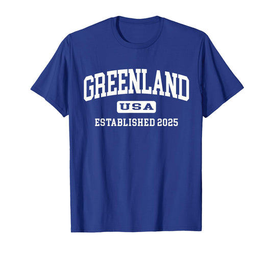 FUNNY GREENLAND USA AMERICAN STATE 2025 WHITE COLLEGIATE T-Shirt