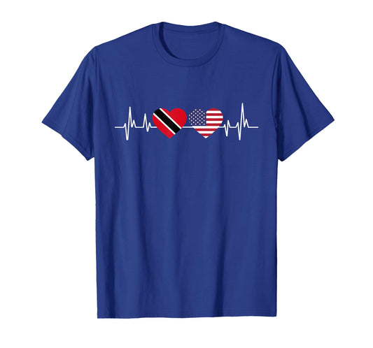 American Flag Heartbeat Trinidad And Tobago T-Shirt