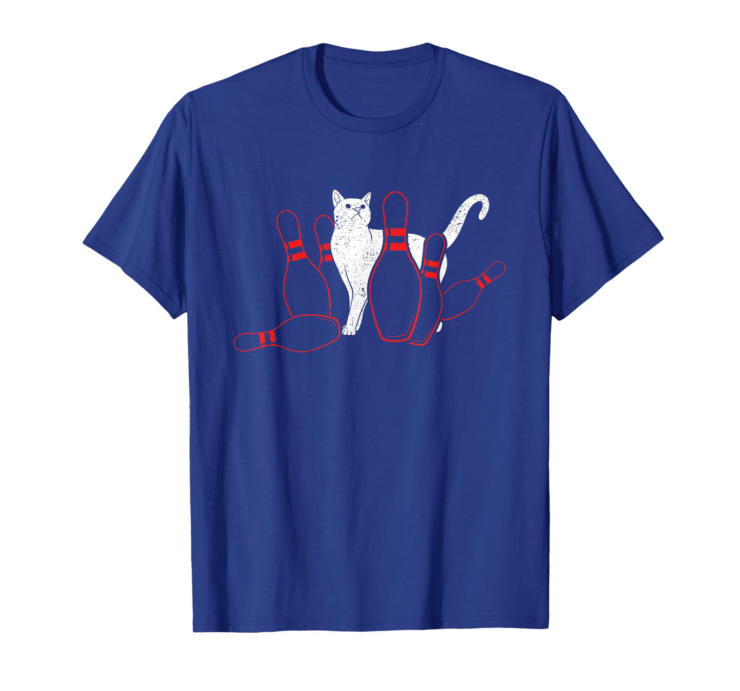 Cute Alley Cat Knocking Bowler Tipping Bowling Pin Kitty Men Women Girls Kids T-Shirt