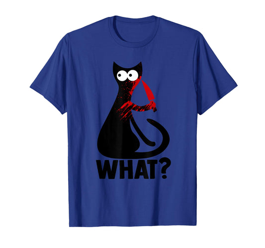Cute Crazy Murderous Black Cat What With Knife Halloween Tee Men Women T-Shirt
