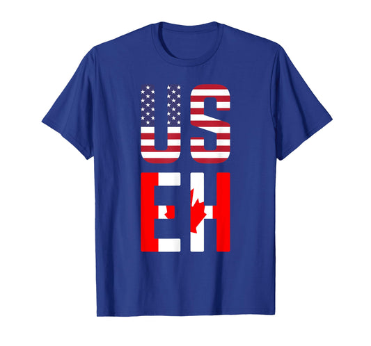 USEH America Canada Flag T-Shirt Funny American Canadian Tee T-Shirt
