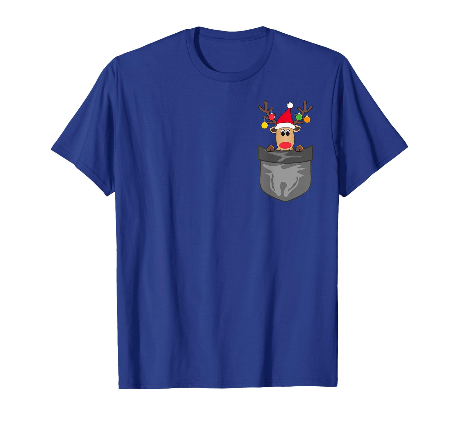 Funny Christmas Reindeer in Pocket T-Shirt