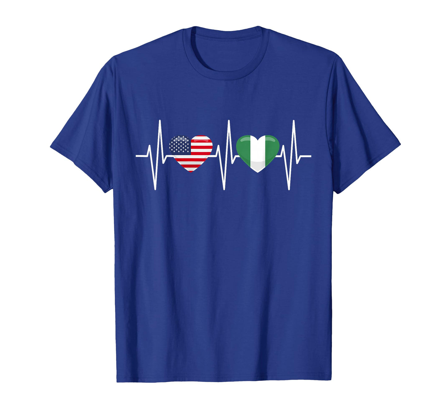 USA Nigeria Shirt Heartbeat America Nigerian Flag Heart T-Shirt