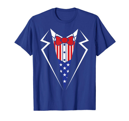 American Flag Tuxedo Bow Tie 4th of July USA Merica Gift T-Shirt