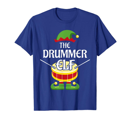 Drummer Elf Family Matching Group Christmas Drum T-Shirt