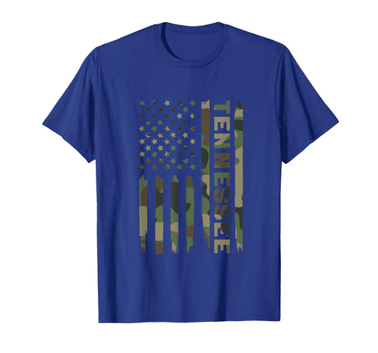 Tennessee American Flag Camo Hunting Outdoors T-Shirt