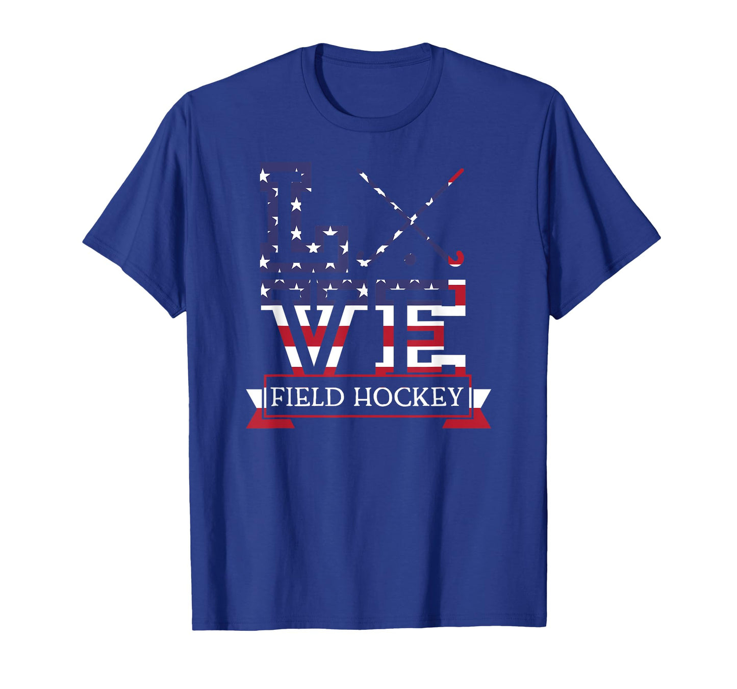 Love Field Hockey Stick USA American Flag Themed Coach Gift Women Kids Men T-Shirt