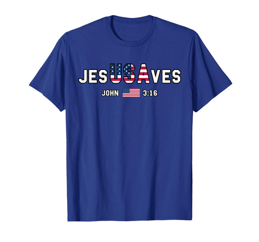 American Flag Jesus Saves USA Flag Patriotic Christian Faith T-Shirt