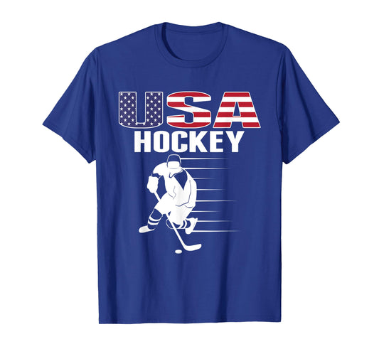 America Ice Hockey Fans Jersey USA Flag Support Hockey Team T-Shirt