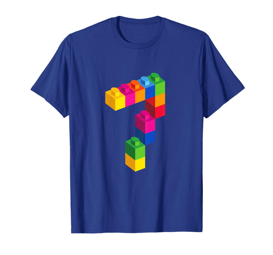 7 Year Old Building Blocks Birthday T Shirt Bricks 7th Gift T-Shirt