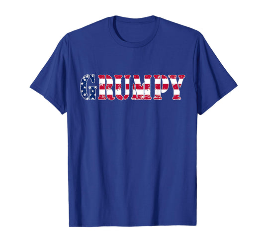 Vintage Grumpy American Flag Patriotic 4th of July T-Shirt