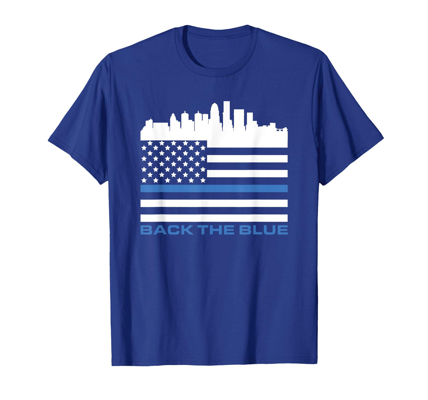 Thin Blue Line Shirt - Louisville Police USA Flag Skyline T-Shirt