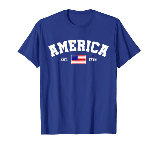 Est 1776 Patriotic US American Flag 4th of July America T-Shirt