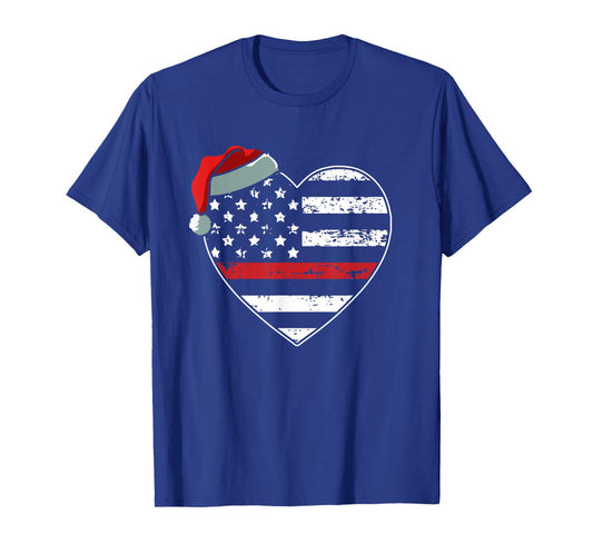 American Flag Firefighter Christmas Pajama X-mas Fireman T-Shirt