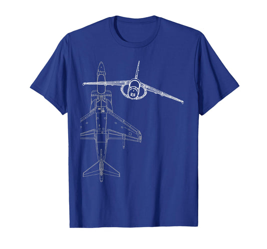 AV-8B Harrier II Jet Airplane Line Drawing T-shirt T-Shirt