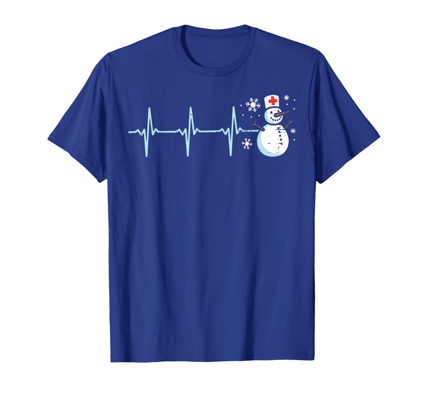 Christmas Heartbeat Snowman Nurse Xmas Scrub Top Women Men T-Shirt