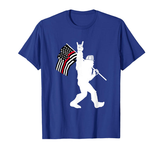 Bigfoot Firefighter Thin Red Line Flag for Dad and Mom T-Shirt