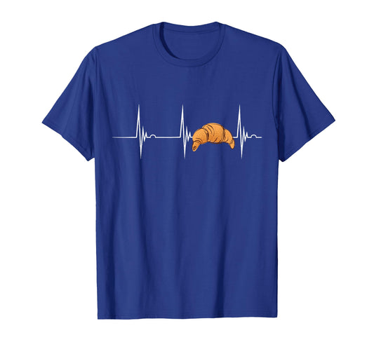 Croissant Heartbeat EKG Pulse Baker Baking Breakfast T-Shirt