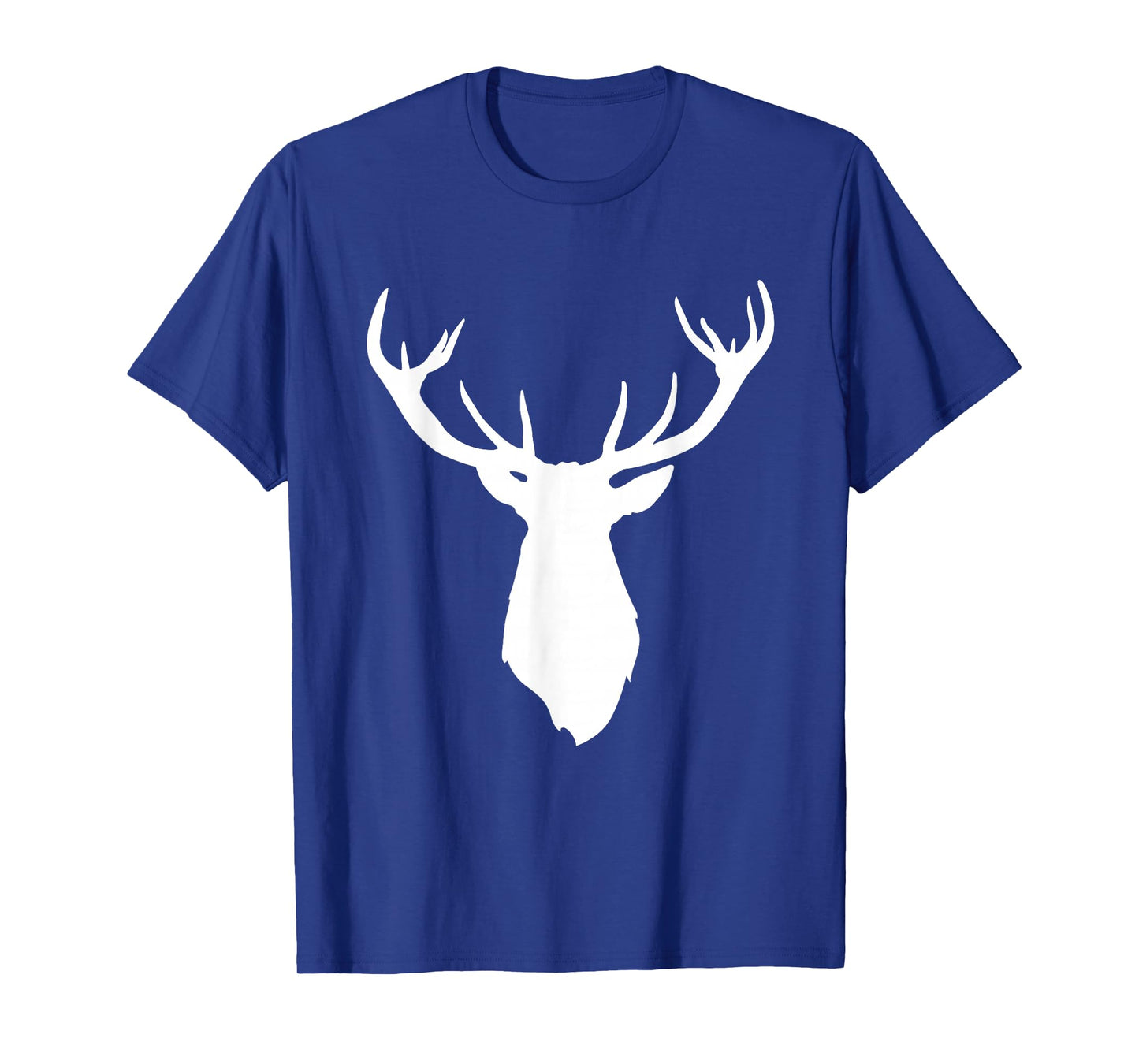 Buck Stag Deer Head Antlers White Silhouette T-Shirt