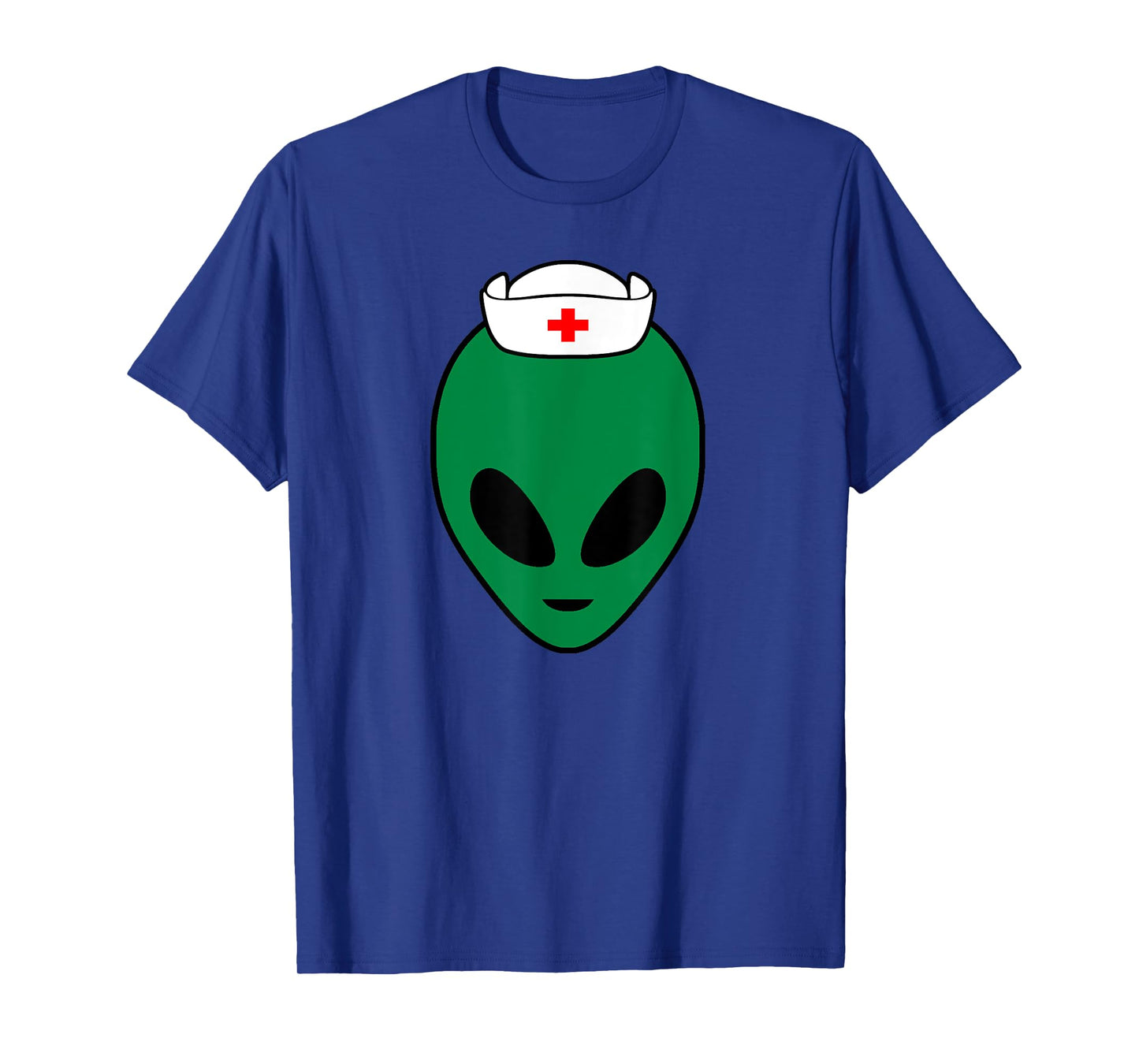 Cool Green Alien Head With Nurse's Hat Funny - Nurse Alien T-Shirt