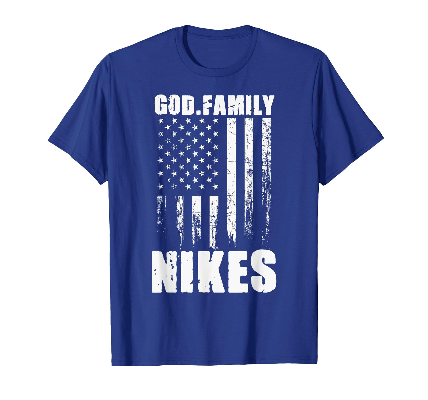 Notre Dame Nikes God. Family. Vintage USA Flag T-Shirt