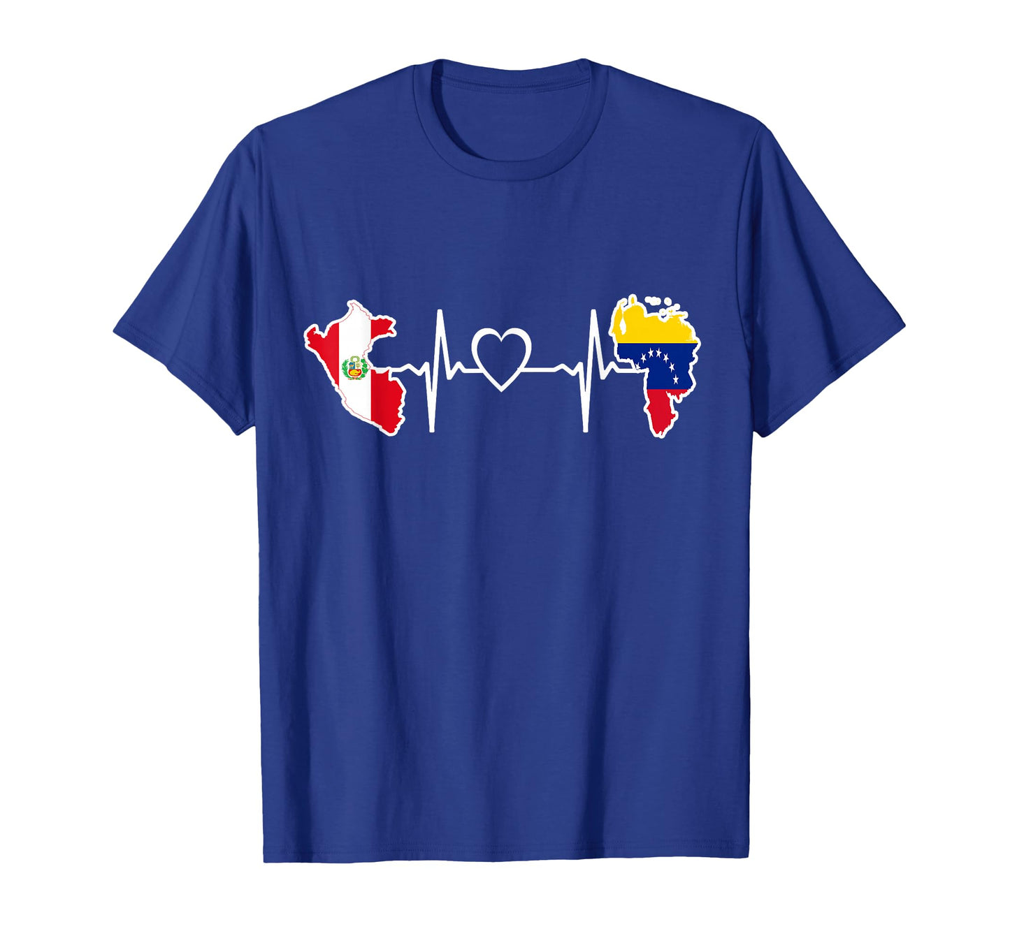 Peru Venezuela Flag Peruvian Venezuelan Heartbeat T-Shirt
