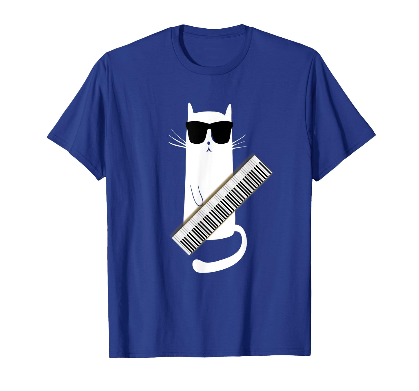 Cat Wearing Sunglasses Playing Keytar- Guitar Keyboard Shirt T-Shirt