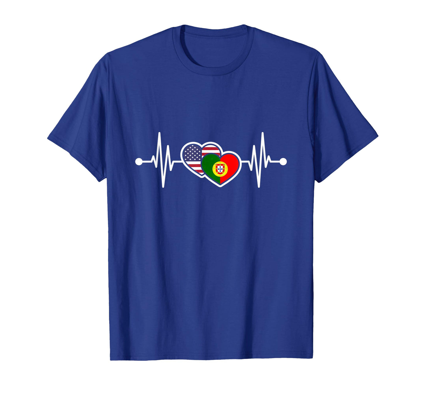 USA Heart Portugal Heartbeat Flag T-Shirt