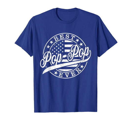 Best Pop Pop Ever American US Flag Funny Grandpa Fathers Day T-Shirt