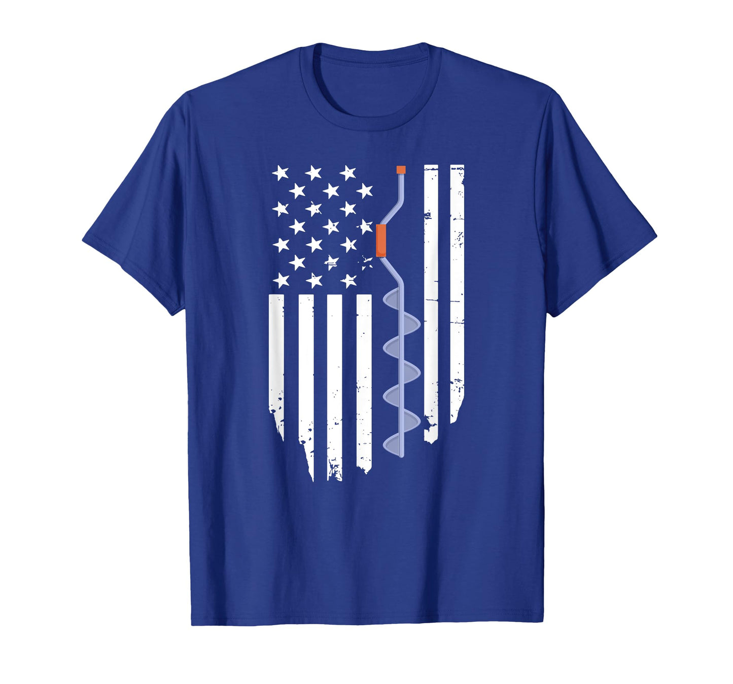 Ice Fishing Retro American Flag USA Fishermen Eskimo Winter T-Shirt