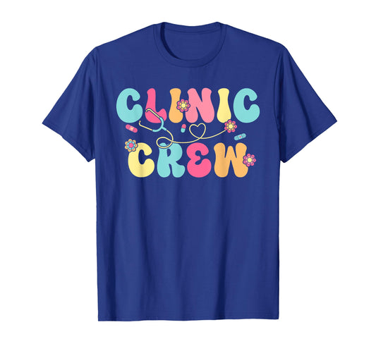 Clinic Crew For School Nurse Groovy (On Back) T-Shirt